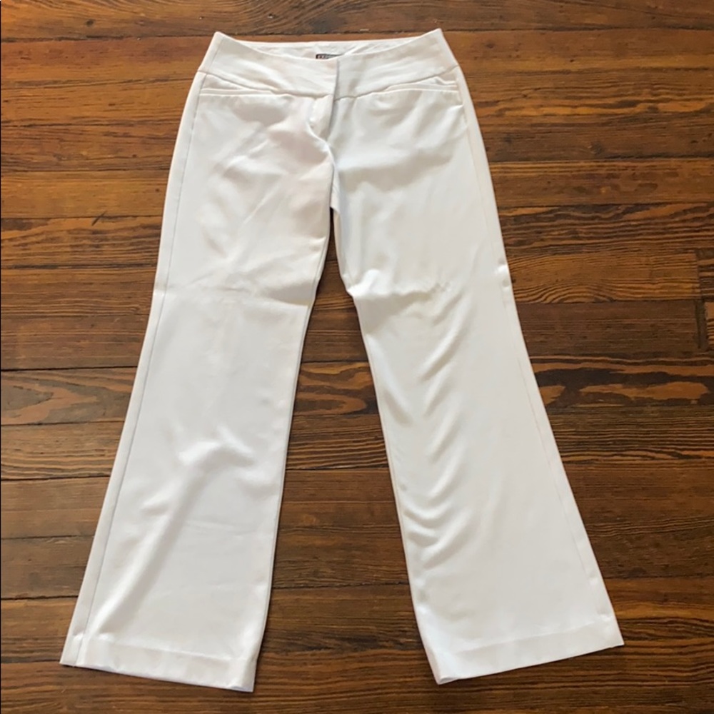 Express Editor Wide Leg White Slacks